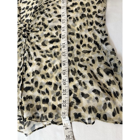 Y2K 90s David Warren New York Leopard Print Silk Blouse Top Open Front Size 16 - Picture 8 of 9